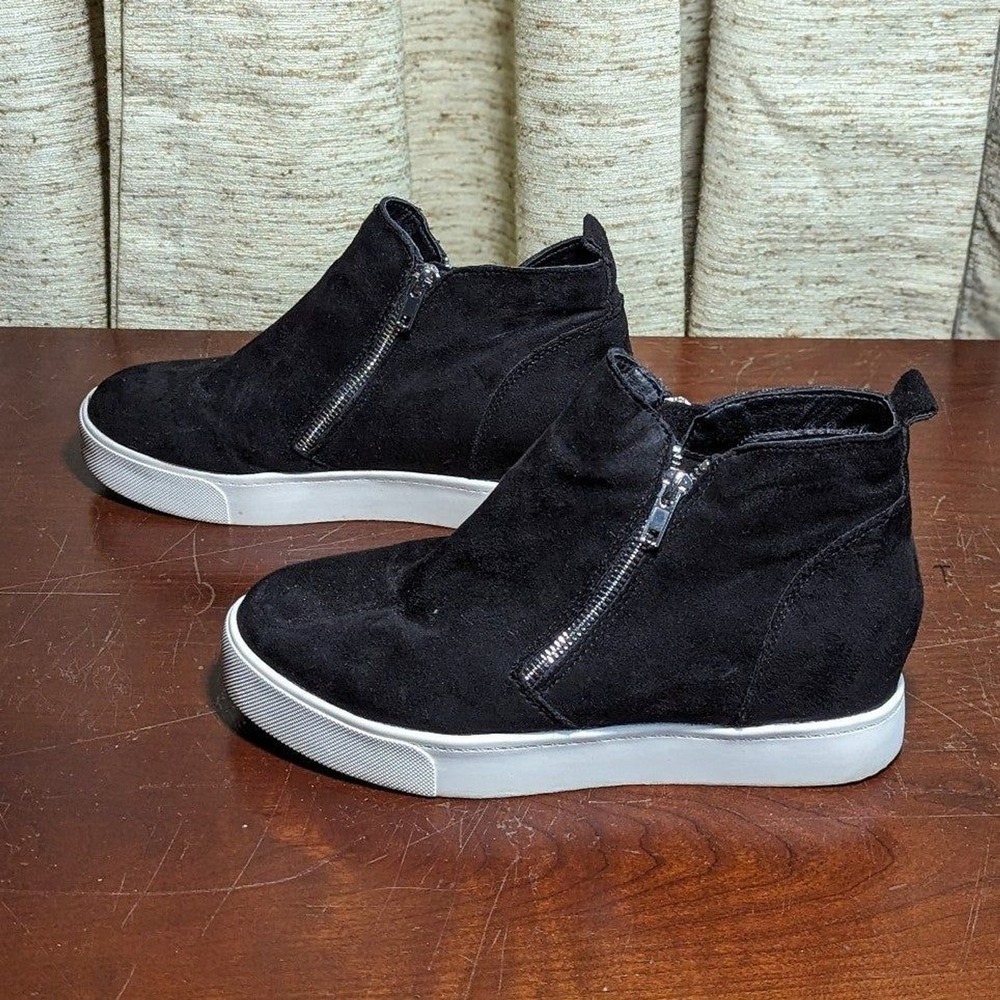 Vintage Y2K Indie Sleaze Soda Wedge High Top Sneakers Black Streetwear Women's 8